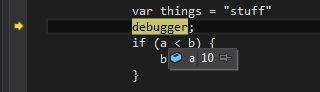 Visual Studio breaking at the debugger line